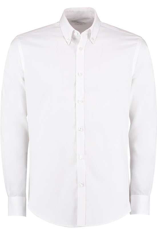 White Slim Fit NonIron Oxford Twill Shirt Professional Style