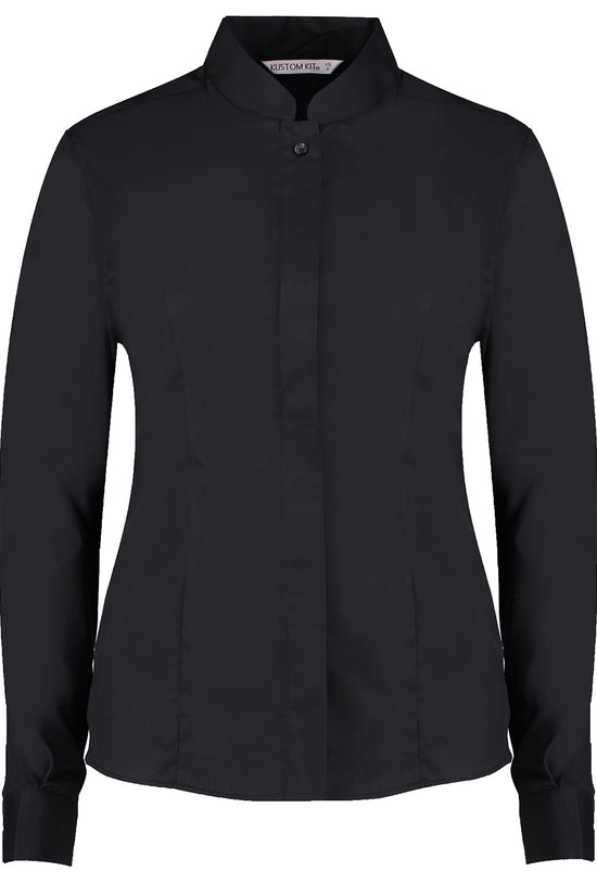 Kustom Kit Womens Mandarin Collar LongSleeve Tailored Fit Shirt