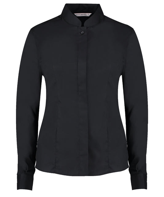 Kustom Kit Womens Mandarin Collar LongSleeve Tailored Fit Shirt