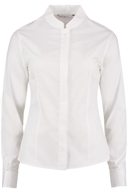 Kustom Kit Womens Mandarin Collar LongSleeve Tailored Fit Shirt