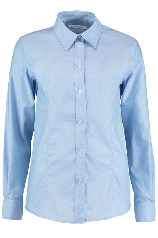 Womens Tailored Fit LongSleeve Oxford Blouse for Professional Environments