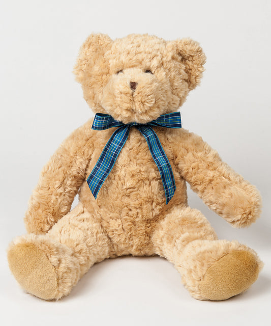 Mumbles Bracken Bear Soft Toy Light Brown with Tartan Ribbon