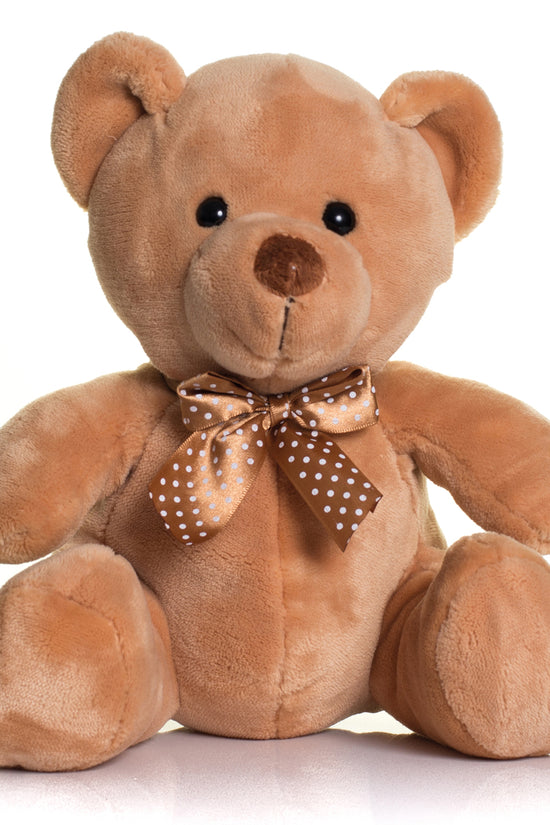 Mumbles Velvet Bear Soft Toy with Contrast Nose and Ribbon