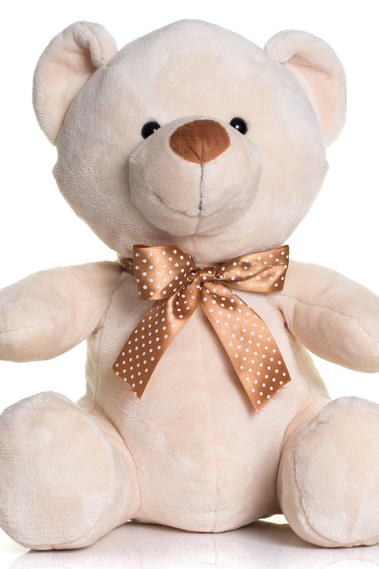 Mumbles Velvet Bear Soft Toy with Contrast Nose and Ribbon