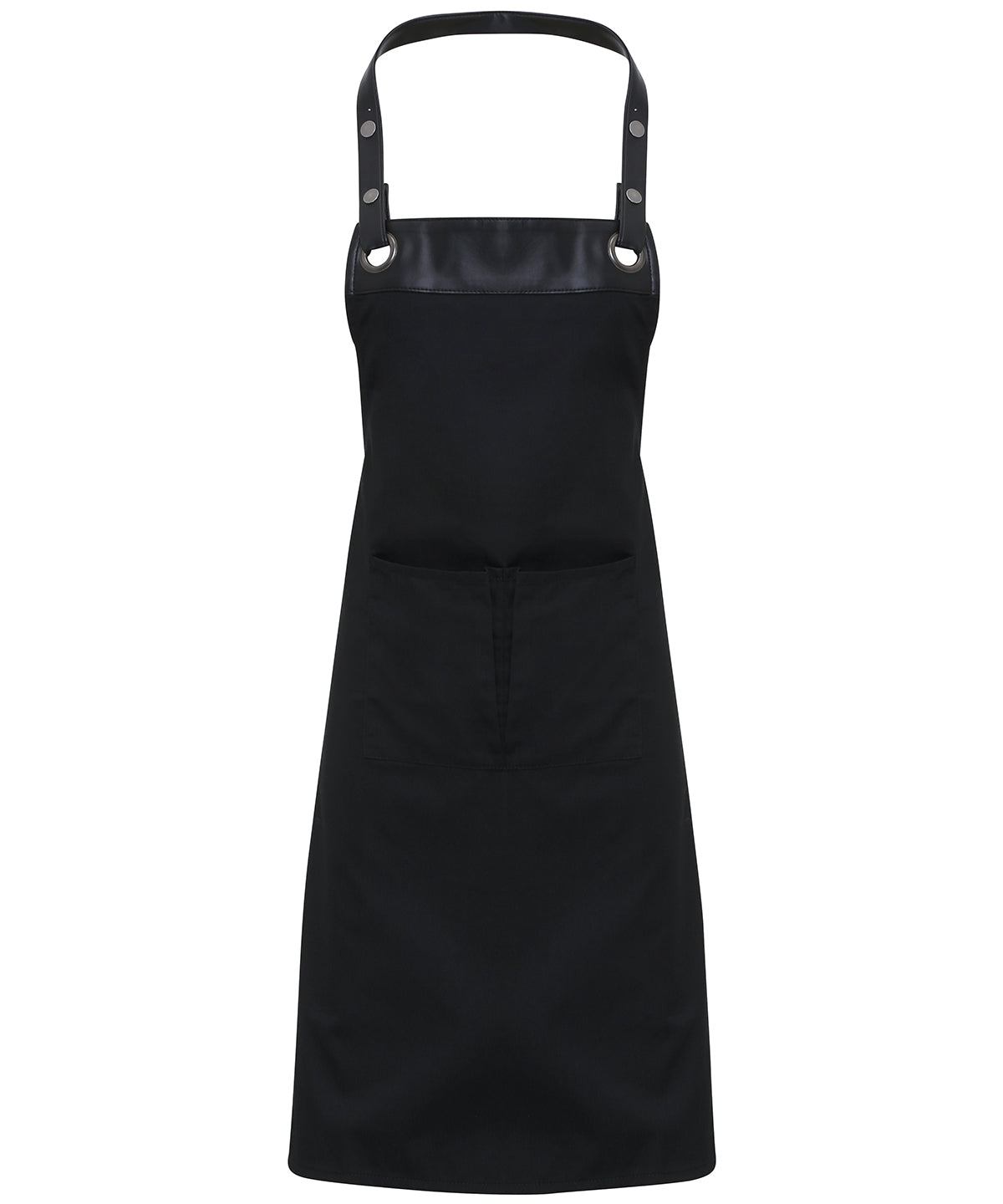 Contemporary Premier Espresso Bib Apron with Faux Leather Trim