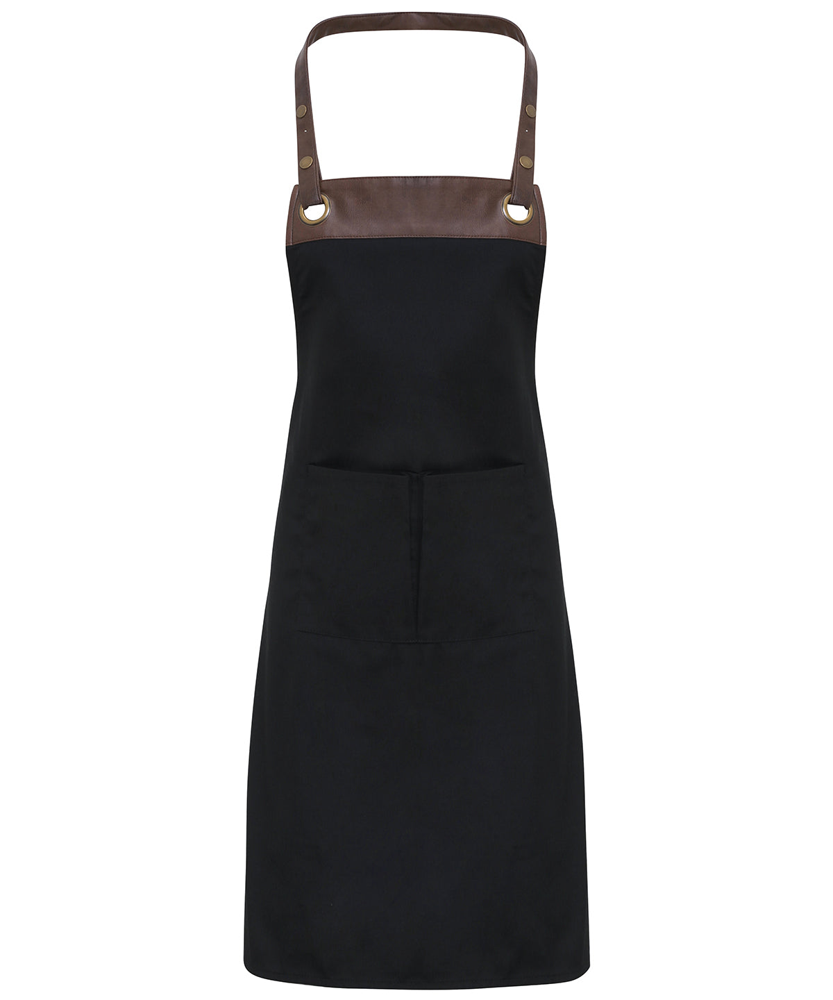 Contemporary Premier Espresso Bib Apron with Faux Leather Trim