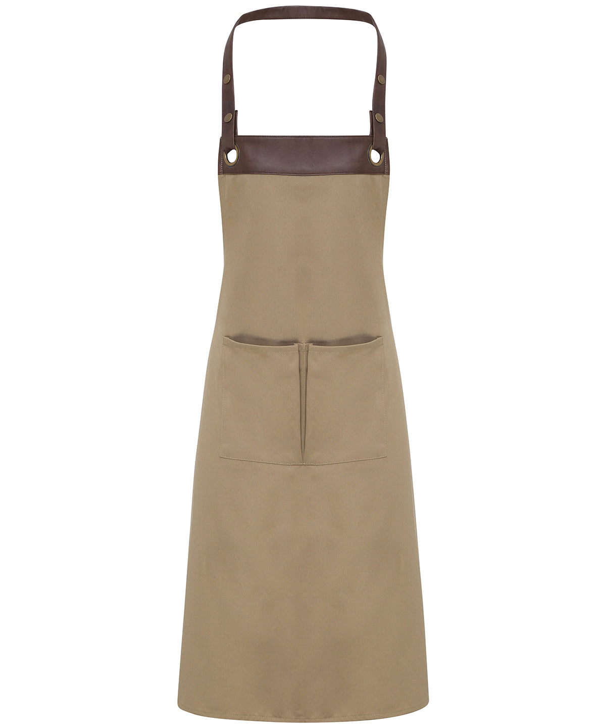 Contemporary Premier Espresso Bib Apron with Faux Leather Trim