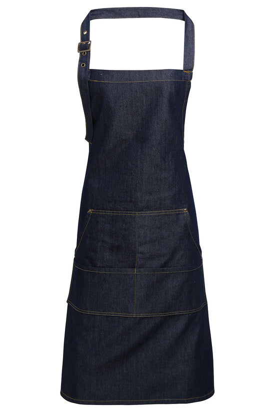 Denim Stitch Bib Apron with Adjustable Neckband