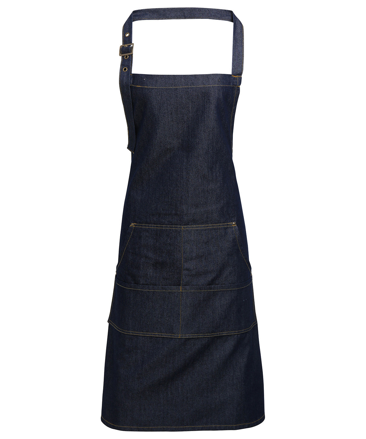 Denim Stitch Bib Apron with Adjustable Neckband