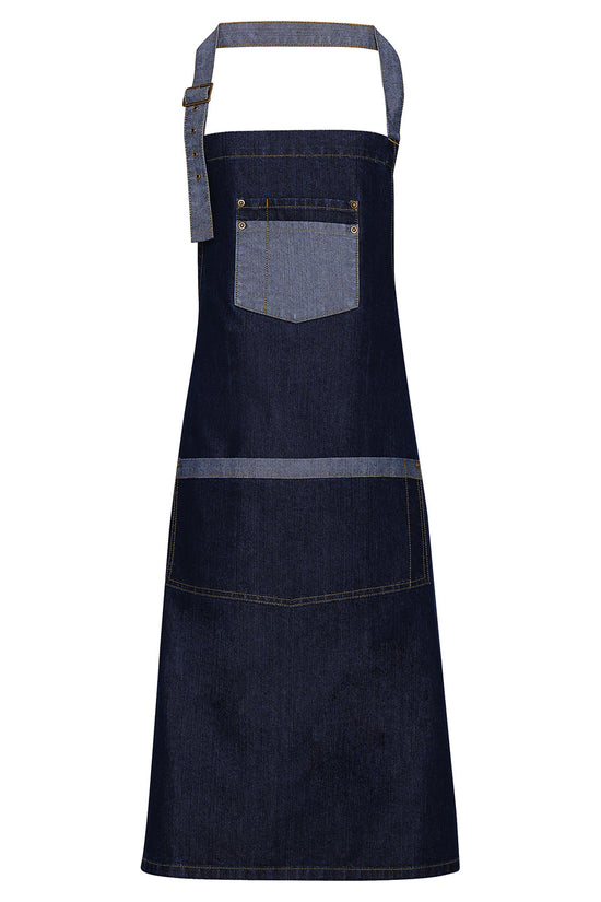 IndustrialChic Denim Bib Apron with Contrast Trim