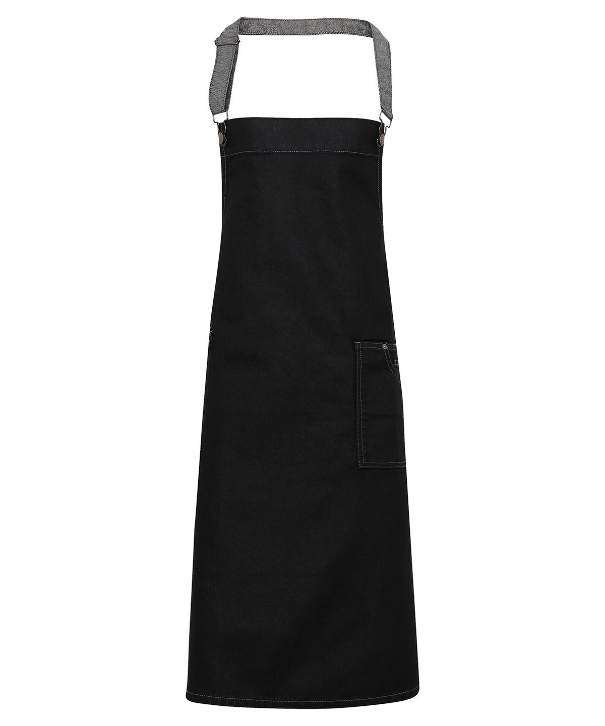 Waxed Denim Bib Apron with Oversized Pocket