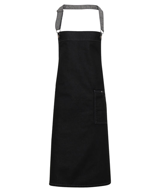 Waxed Denim Bib Apron with Oversized Pocket
