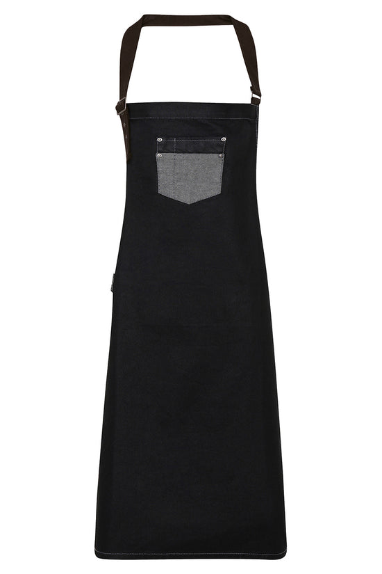 Vintagestyle Denim Bib Apron with Faux Leather Detailing