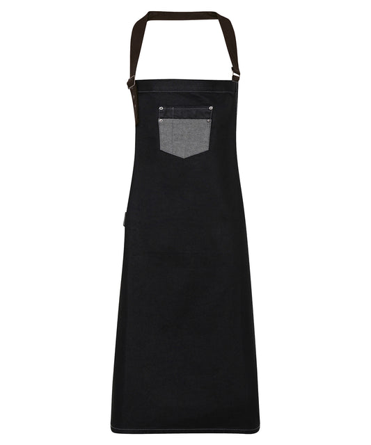Vintagestyle Denim Bib Apron with Faux Leather Detailing