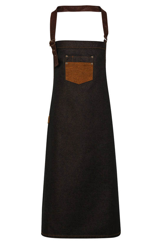 Vintagestyle Denim Bib Apron with Faux Leather Detailing
