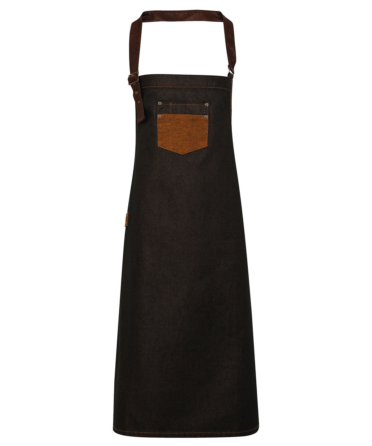 Vintagestyle Denim Bib Apron with Faux Leather Detailing