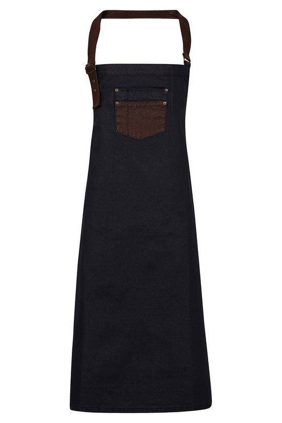 Vintagestyle Denim Bib Apron with Faux Leather Detailing