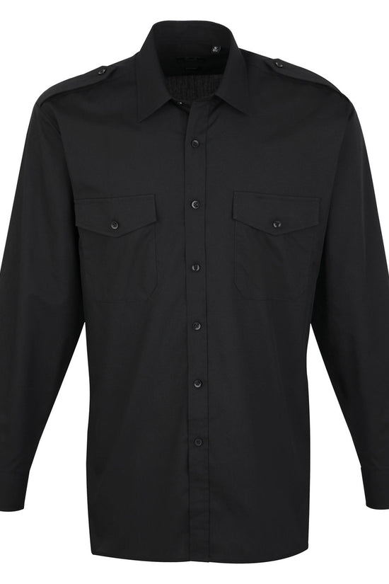 Premier Mens Long Sleeve Pilot Shirt with Epaulettes