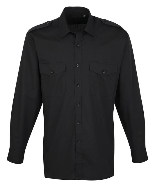 Premier Mens Long Sleeve Pilot Shirt with Epaulettes