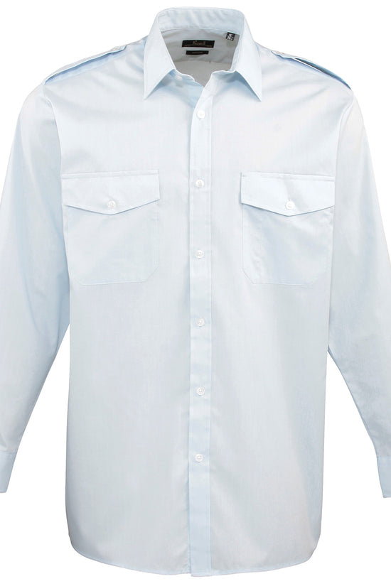 Premier Mens Long Sleeve Pilot Shirt with Epaulettes