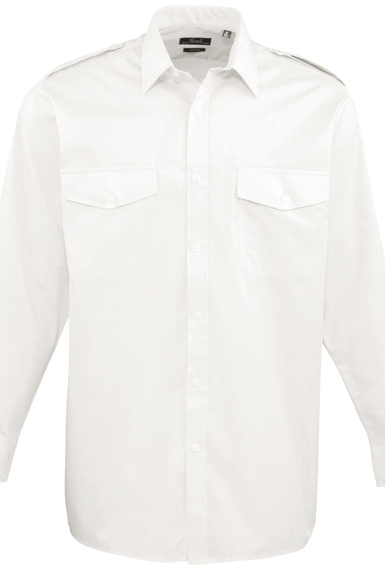 Premier Mens Long Sleeve Pilot Shirt with Epaulettes