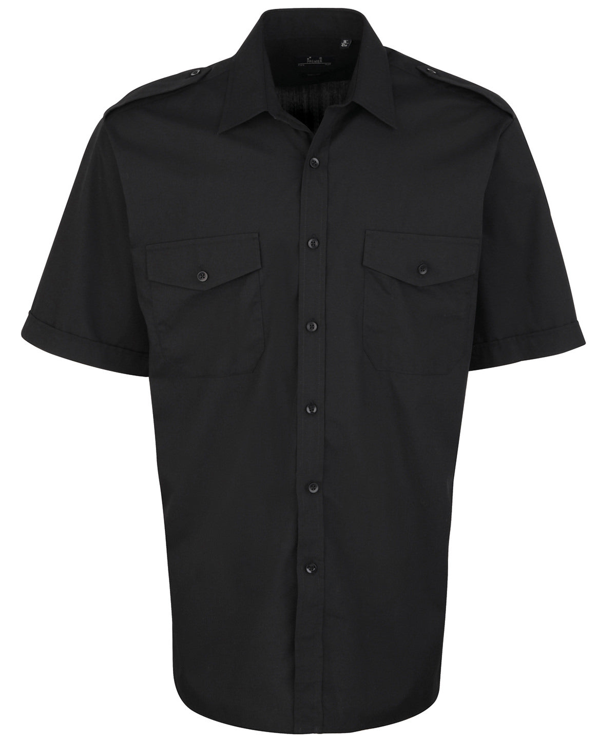 Mens Short Sleeve Pilot Shirt with Stiffened Collar Epaulettes
