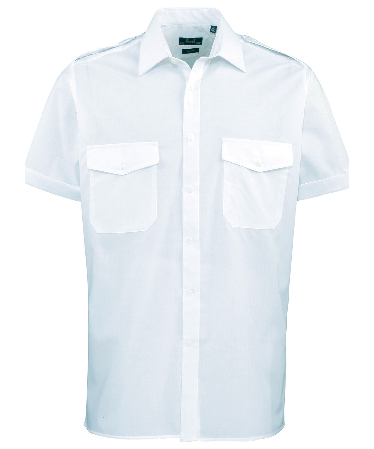 Mens Short Sleeve Pilot Shirt with Stiffened Collar Epaulettes