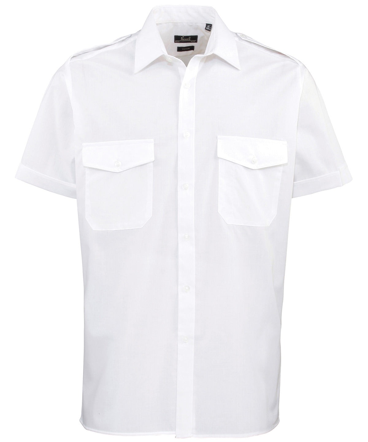 Mens Short Sleeve Pilot Shirt with Stiffened Collar Epaulettes
