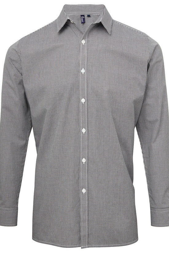 Premier Microcheck Gingham Long Sleeve Cotton Shirt for Men