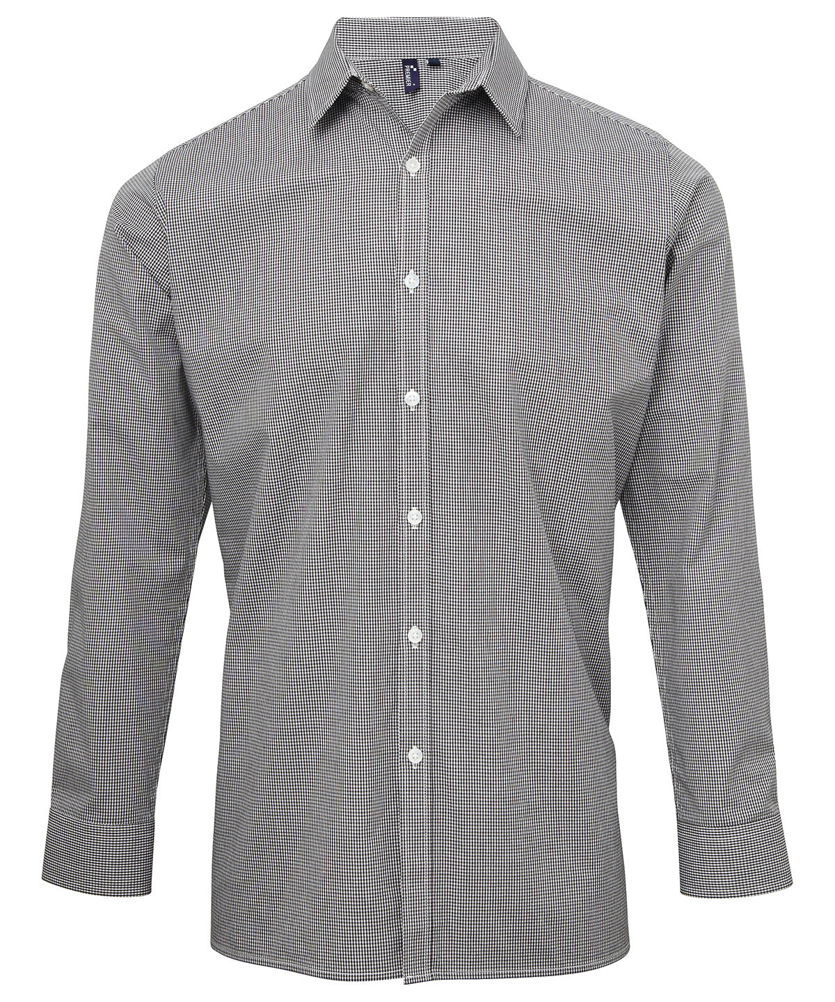 Premier Microcheck Gingham Long Sleeve Cotton Shirt for Men