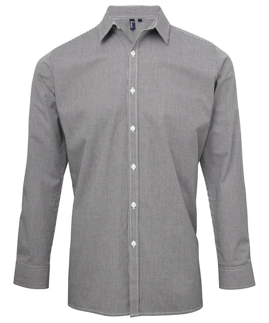 Premier Microcheck Gingham Long Sleeve Cotton Shirt for Men