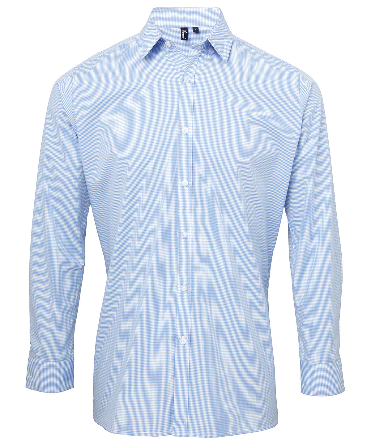 Premier Microcheck Gingham Long Sleeve Cotton Shirt for Men