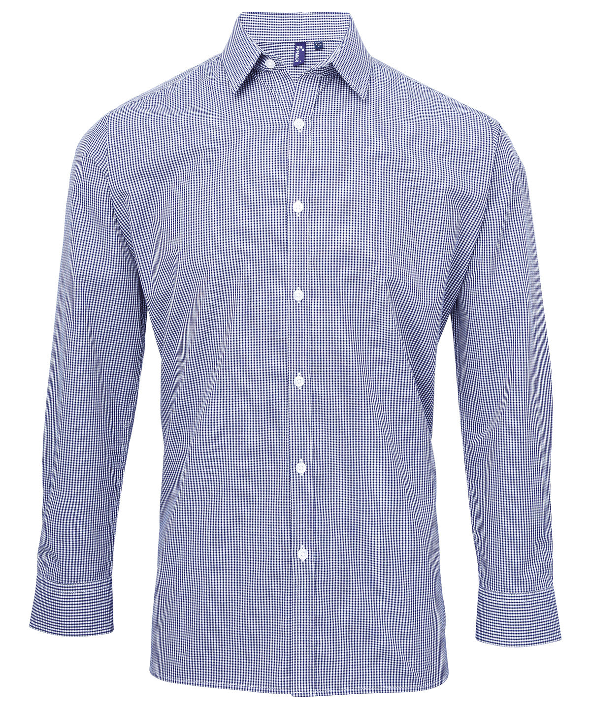 Premier Microcheck Gingham Long Sleeve Cotton Shirt for Men