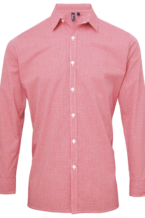 Premier Microcheck Gingham Long Sleeve Cotton Shirt for Men