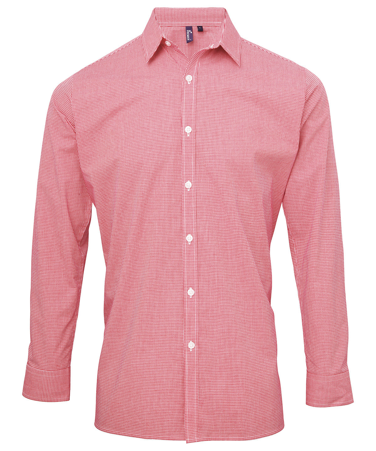 Premier Microcheck Gingham Long Sleeve Cotton Shirt for Men