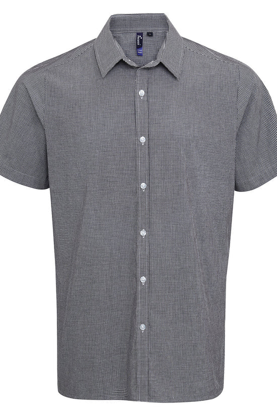 Premier Microcheck Gingham Short Sleeve Cotton Shirt for Men