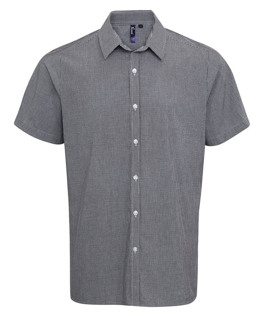 Premier Microcheck Gingham Short Sleeve Cotton Shirt for Men