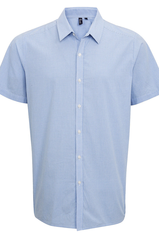 Premier Microcheck Gingham Short Sleeve Cotton Shirt for Men