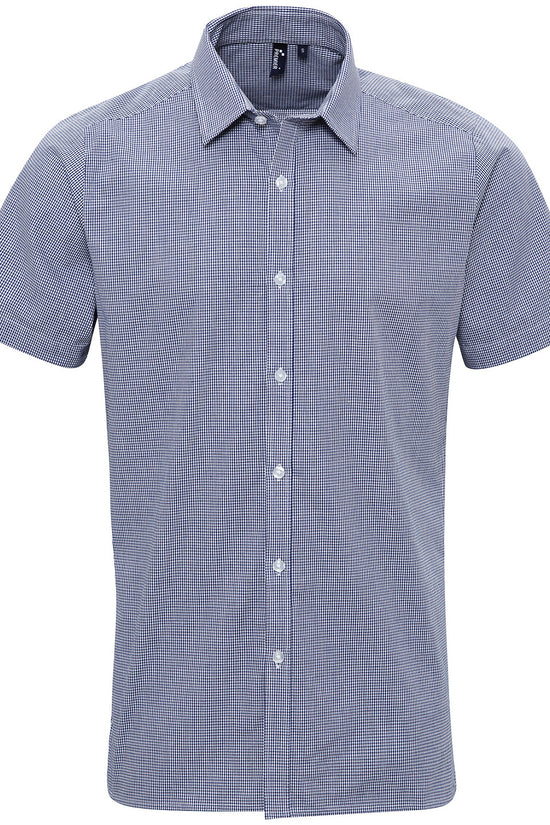 Premier Microcheck Gingham Short Sleeve Cotton Shirt for Men
