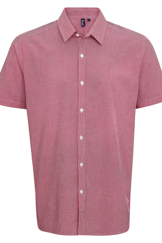 Premier Microcheck Gingham Short Sleeve Cotton Shirt for Men