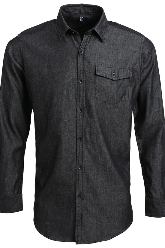 Mens Premier Denim Shirt with Contrast Stitch Detail