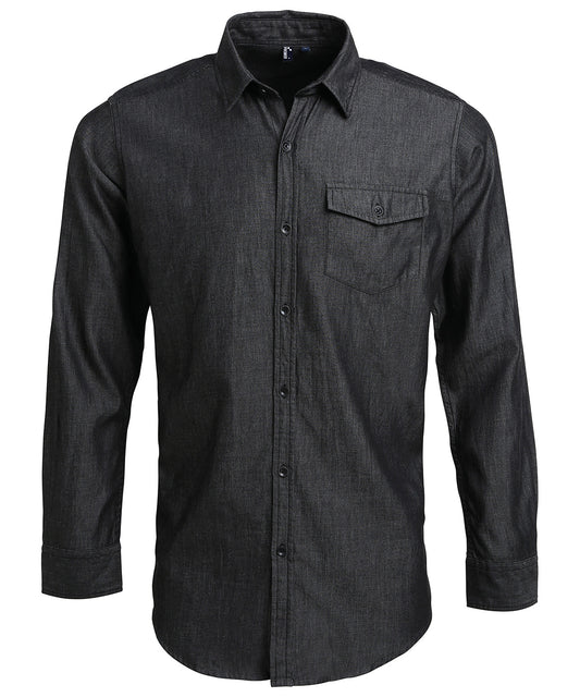 Mens Premier Denim Shirt with Contrast Stitch Detail