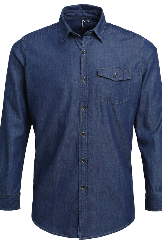 Mens Premier Denim Shirt with Contrast Stitch Detail
