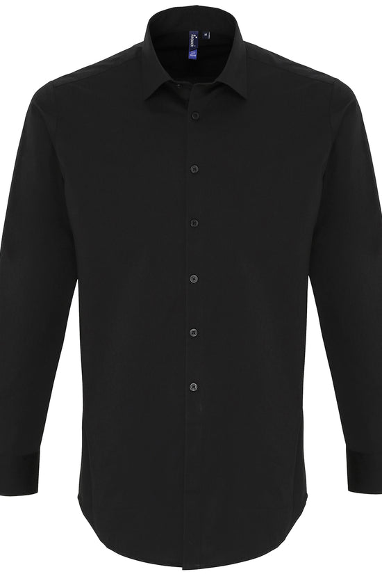Stretch Cotton Poplin Long Sleeve Shirt for Men