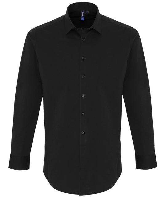 Stretch Cotton Poplin Long Sleeve Shirt for Men