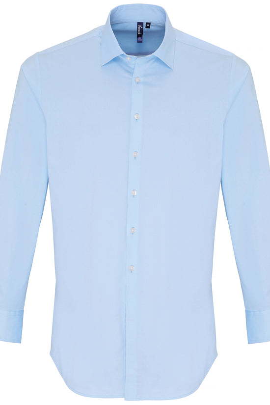 Stretch Cotton Poplin Long Sleeve Shirt for Men