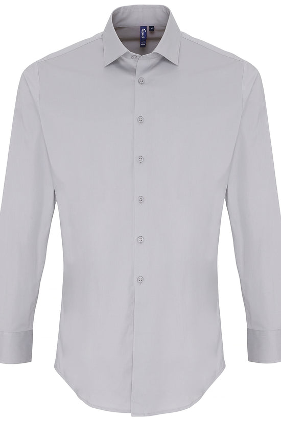 Stretch Cotton Poplin Long Sleeve Shirt for Men
