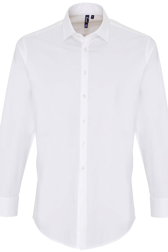 Stretch Cotton Poplin Long Sleeve Shirt for Men