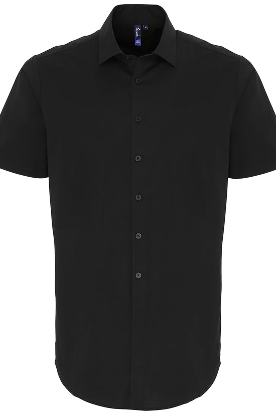 Stretch Fit Cotton Poplin Short Sleeve Shirt for Men