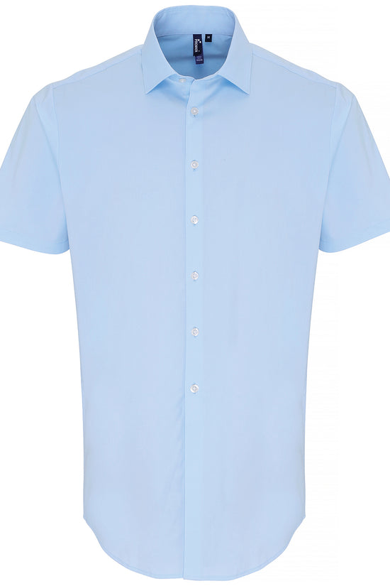 Stretch Fit Cotton Poplin Short Sleeve Shirt for Men